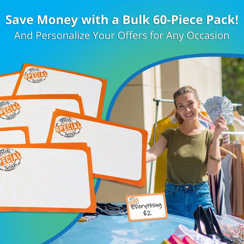 Retail Genius 5x7 in-Store Signage, 60 Pack. Thick, Durable and Easy to Write On Signs for Business, Fundraiser, Store & Flea Market - Image 3